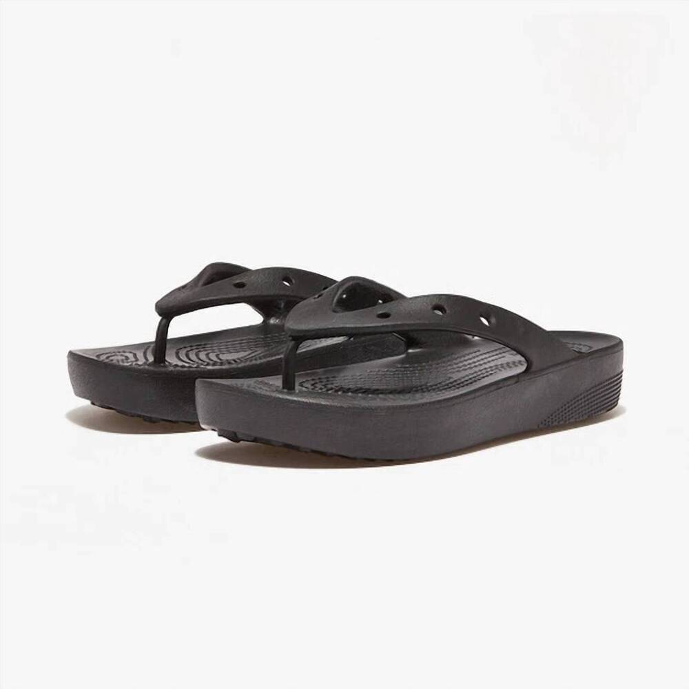NEW CROCS women's classic platform flip flop in black